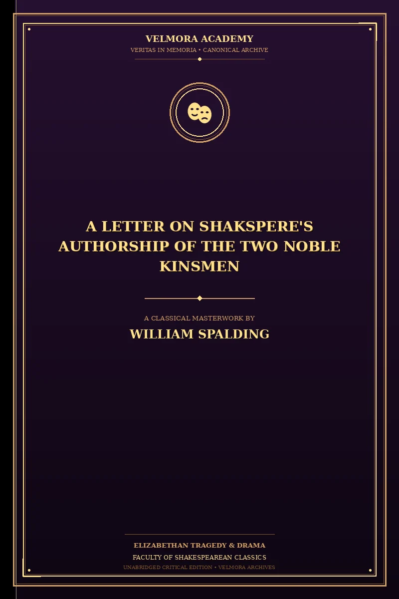 Cover of A Letter on Shakspere's Authorship of The Two Noble Kinsmen