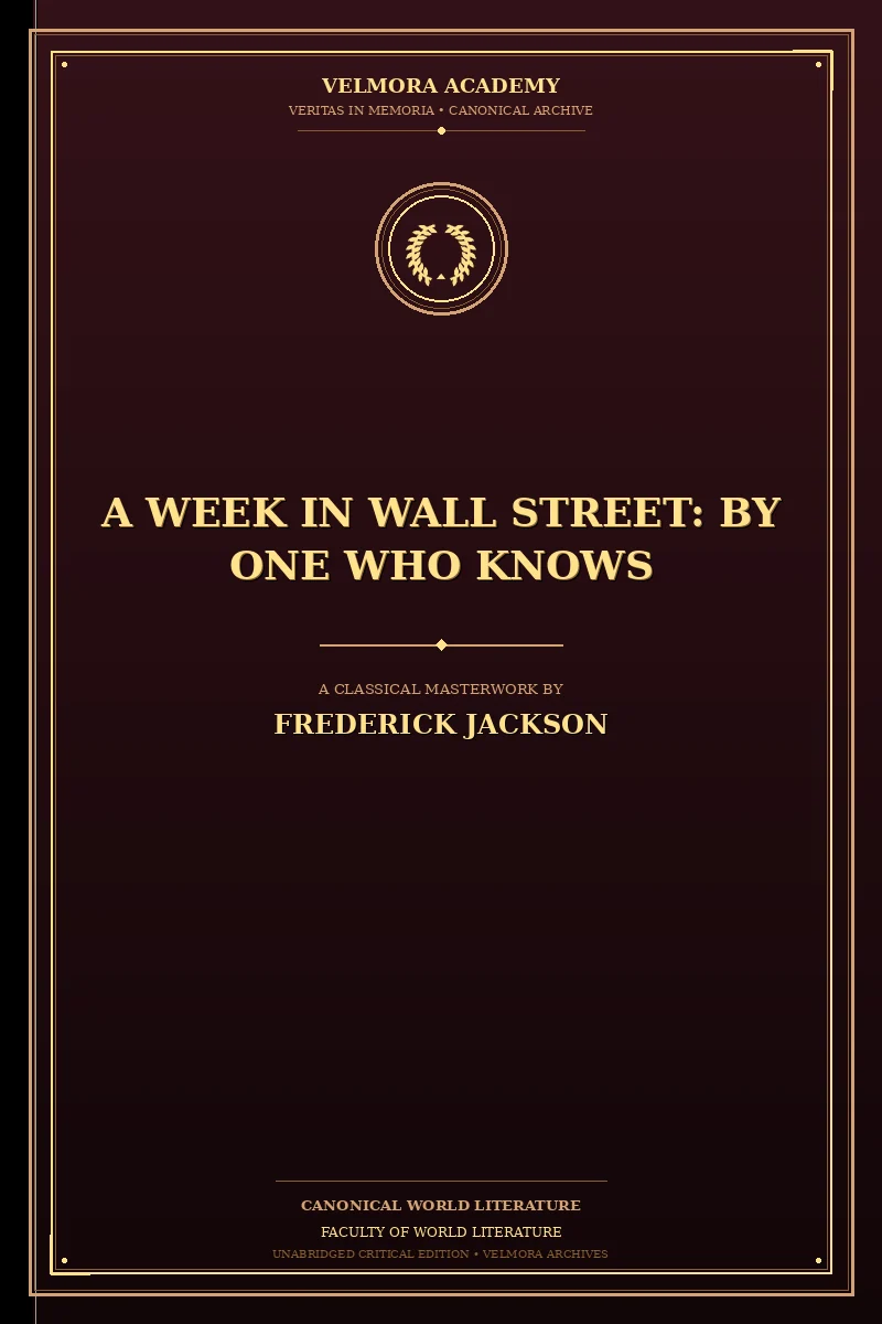 A Week in Wall Street: By One Who Knows