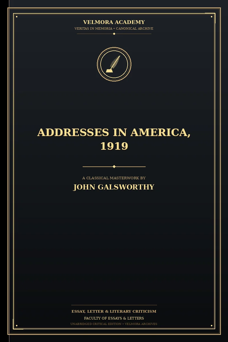 Cover of Addresses in America, 1919
