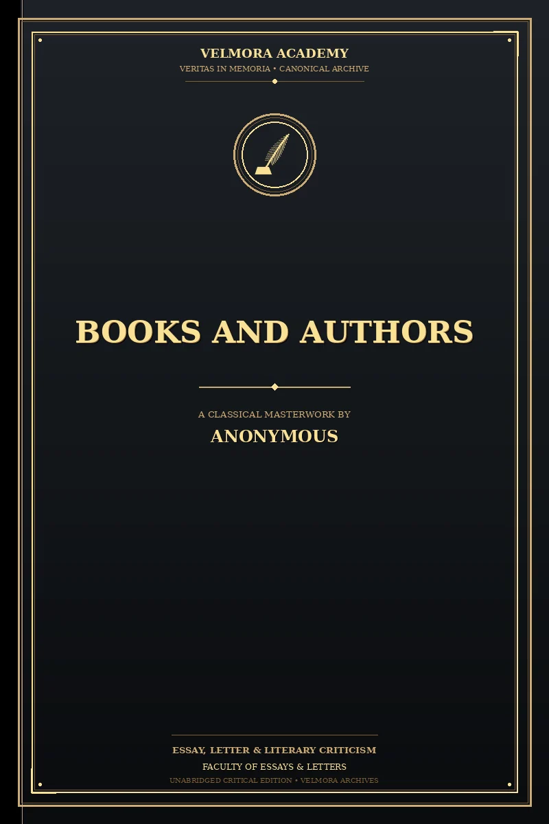 Cover of Books and Authors