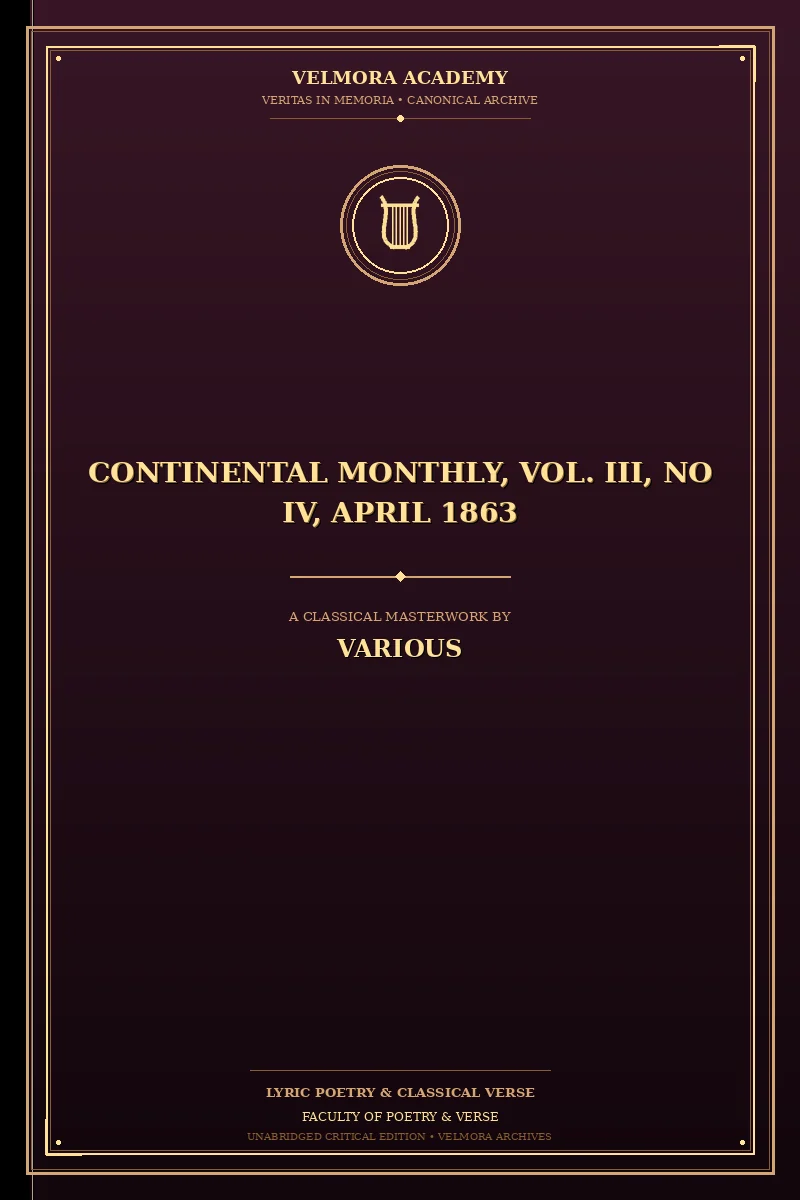 Cover of Continental Monthly, Vol. III, No IV, April 1863