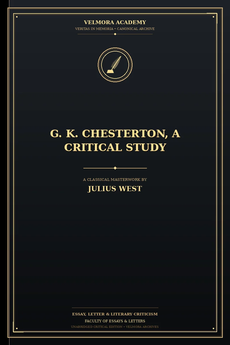 Cover of G. K. Chesterton, A Critical Study