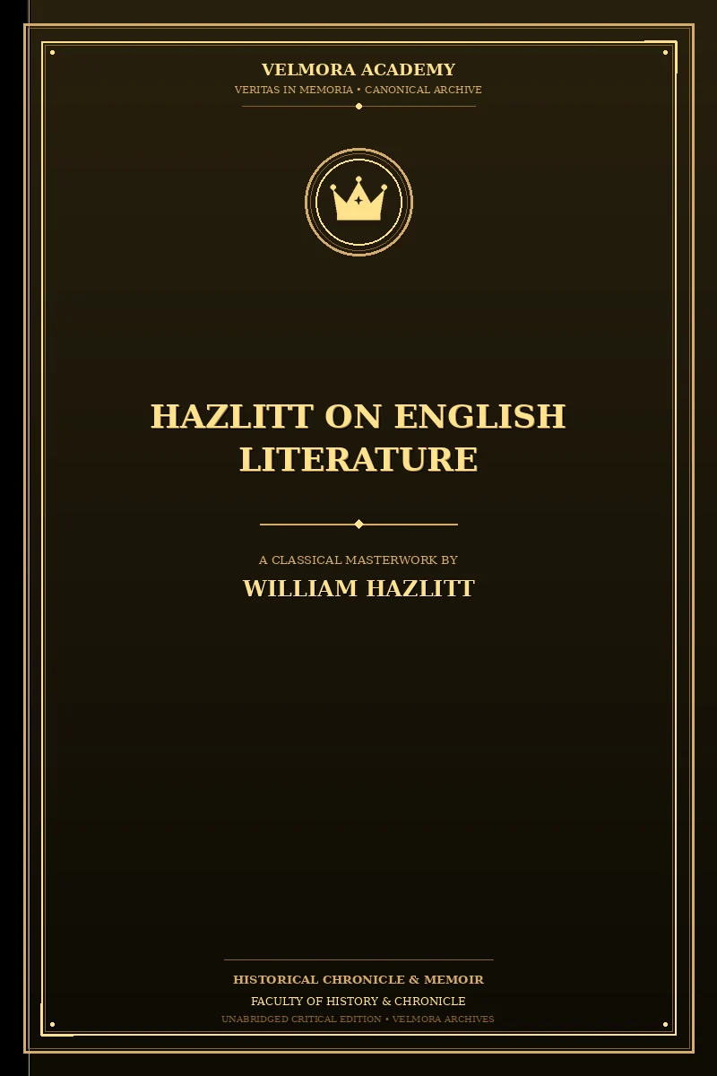 Cover of Hazlitt on English Literature