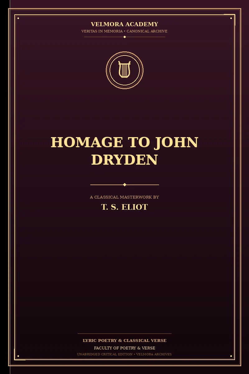 Cover of Homage to John Dryden