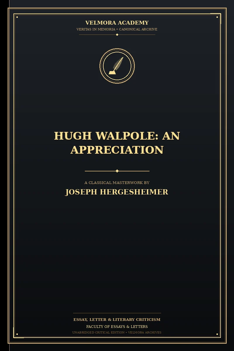Cover of Hugh Walpole: An Appreciation