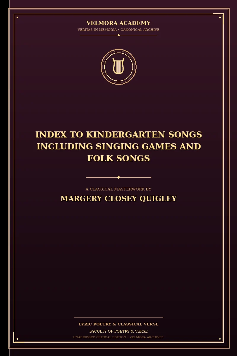 Cover of Index to Kindergarten Songs Including Singing Games and Folk Songs