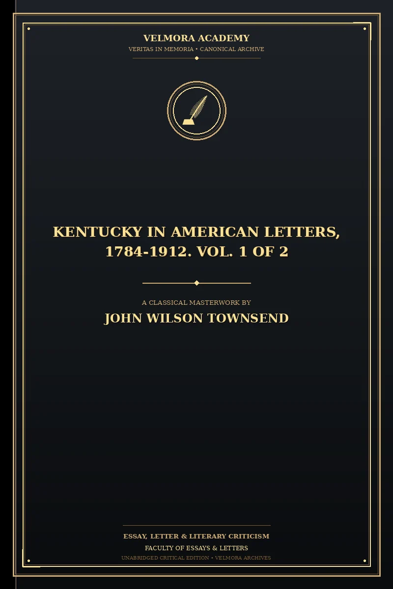 Cover of Kentucky in American Letters, 1784-1912. Vol. 1 of 2