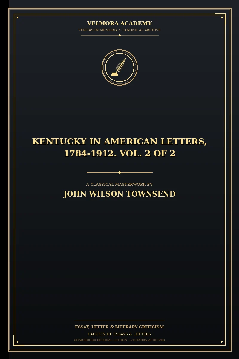 Cover of Kentucky in American Letters, 1784-1912. Vol. 2 of 2