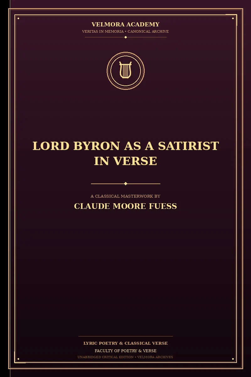 Cover of Lord Byron as a satirist in verse