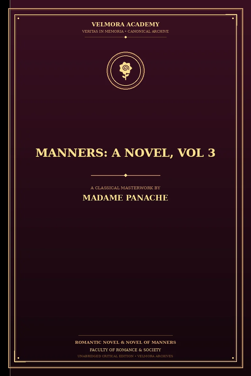Cover of Manners: A Novel, Vol 3