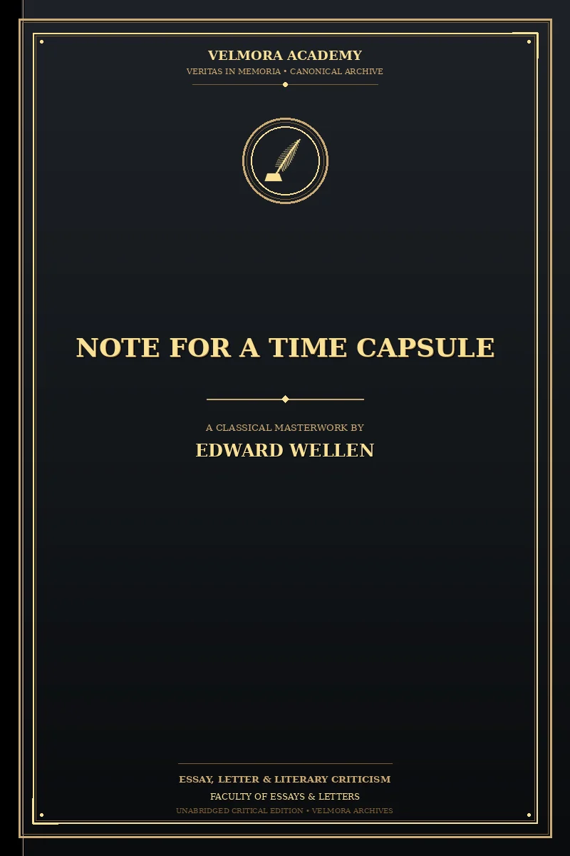 Cover of Note for a time capsule