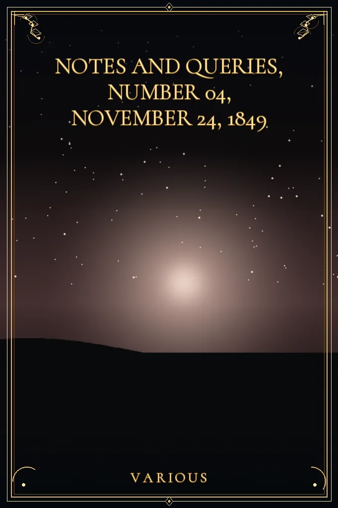 Cover of Notes and Queries, Number 04, November 24, 1849
