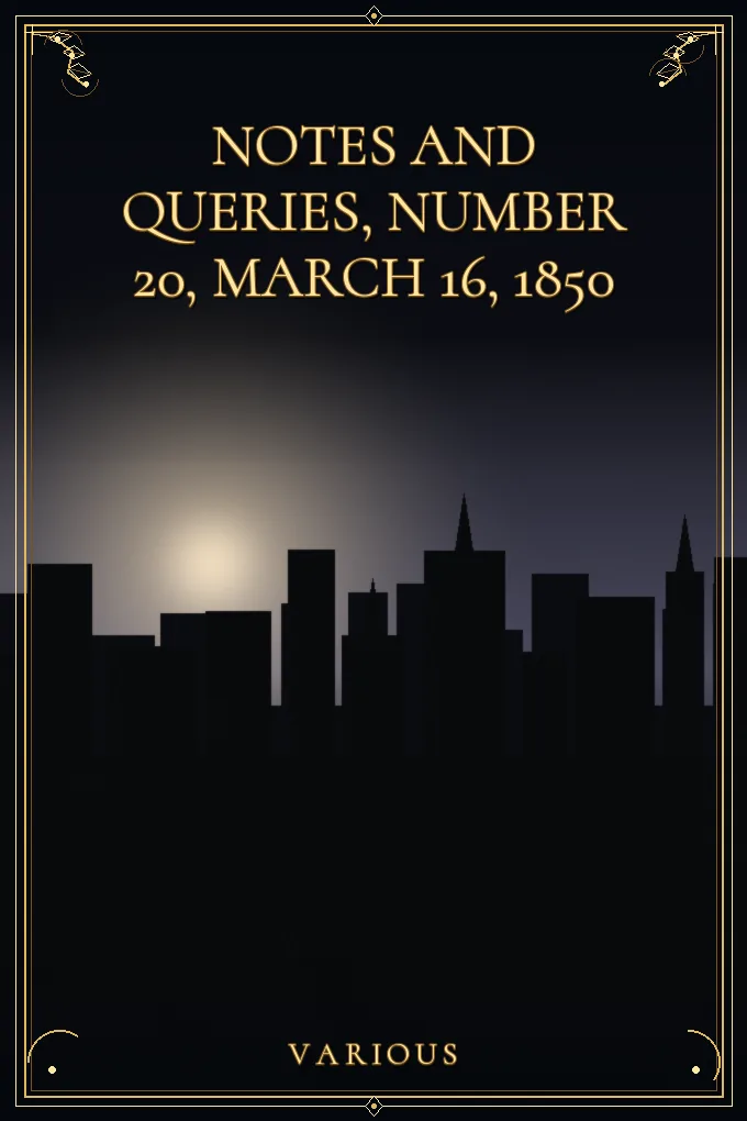 Cover of Notes and Queries, Number 20, March 16, 1850