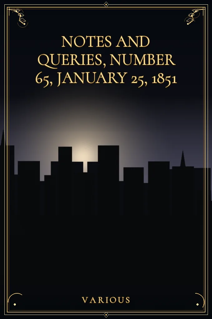 Cover of Notes and Queries, Number 65, January 25, 1851