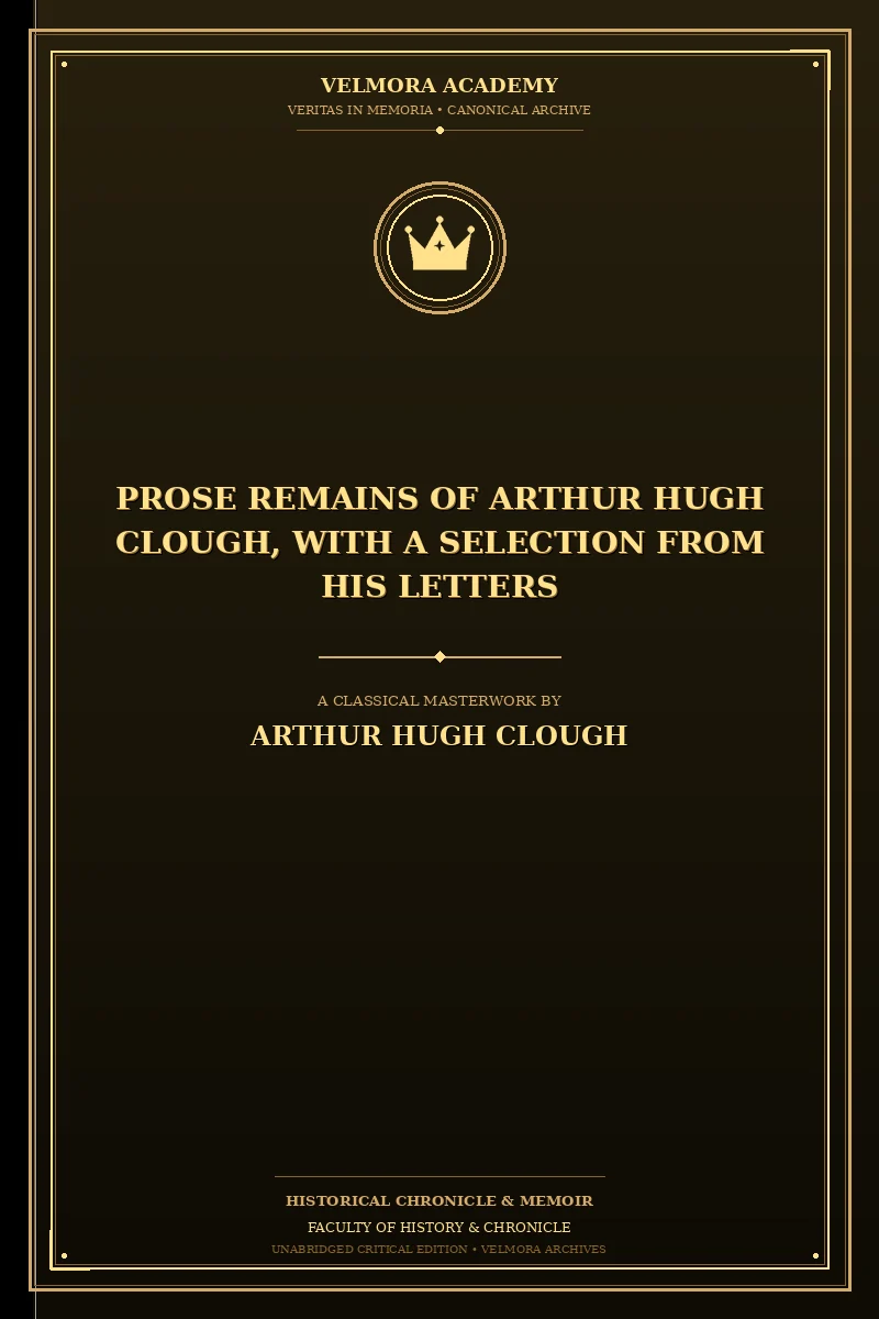 Prose remains of Arthur Hugh Clough, with a selection from his letters
