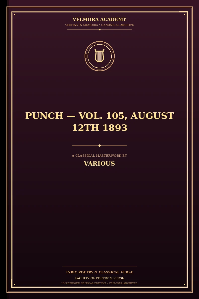 Cover of Punch — Vol. 105, August 12th 1893