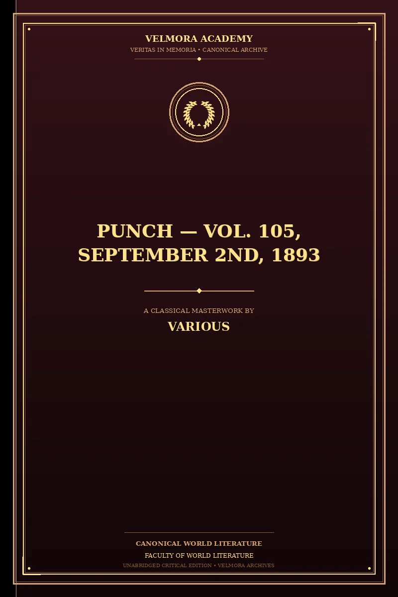 Cover of Punch — Vol. 105, September 2nd, 1893