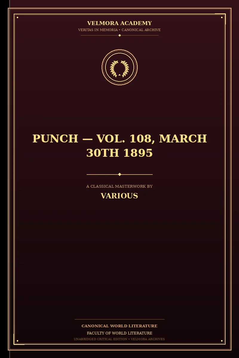 Cover of Punch — Vol. 108, March 30th 1895