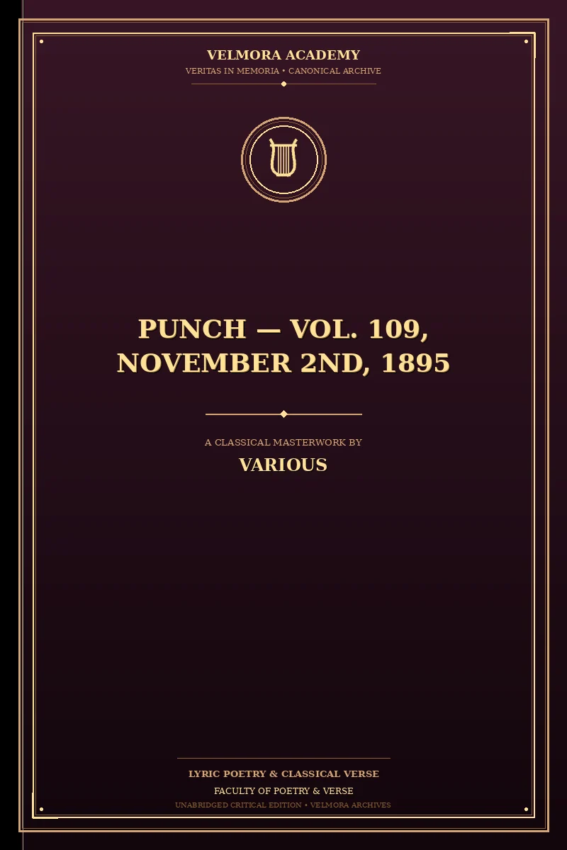 Cover of Punch — Vol. 109, November 2nd, 1895