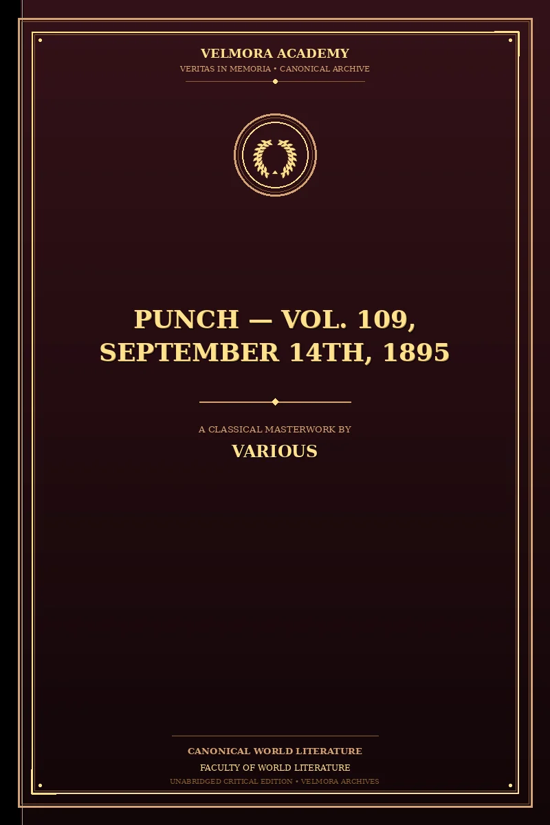 Cover of Punch — Vol. 109, September 14th, 1895