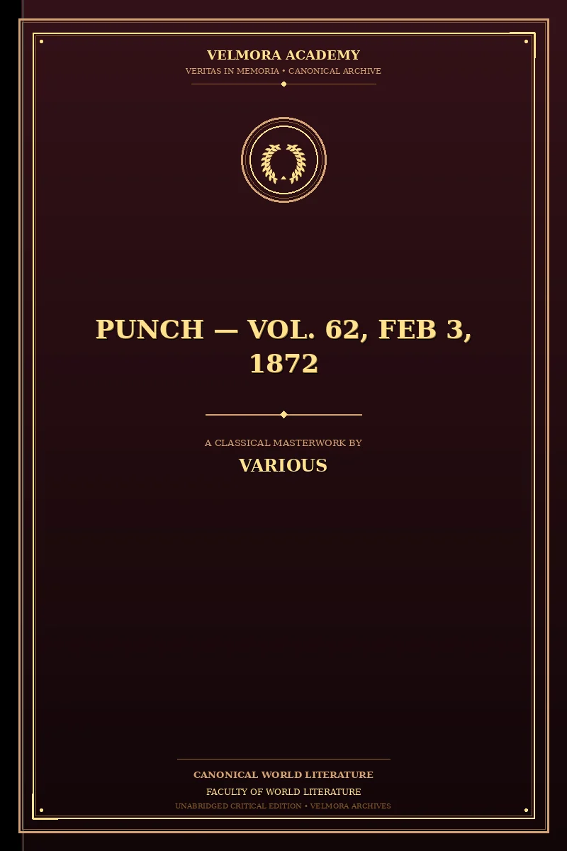 Cover of Punch — Vol. 62, Feb 3, 1872
