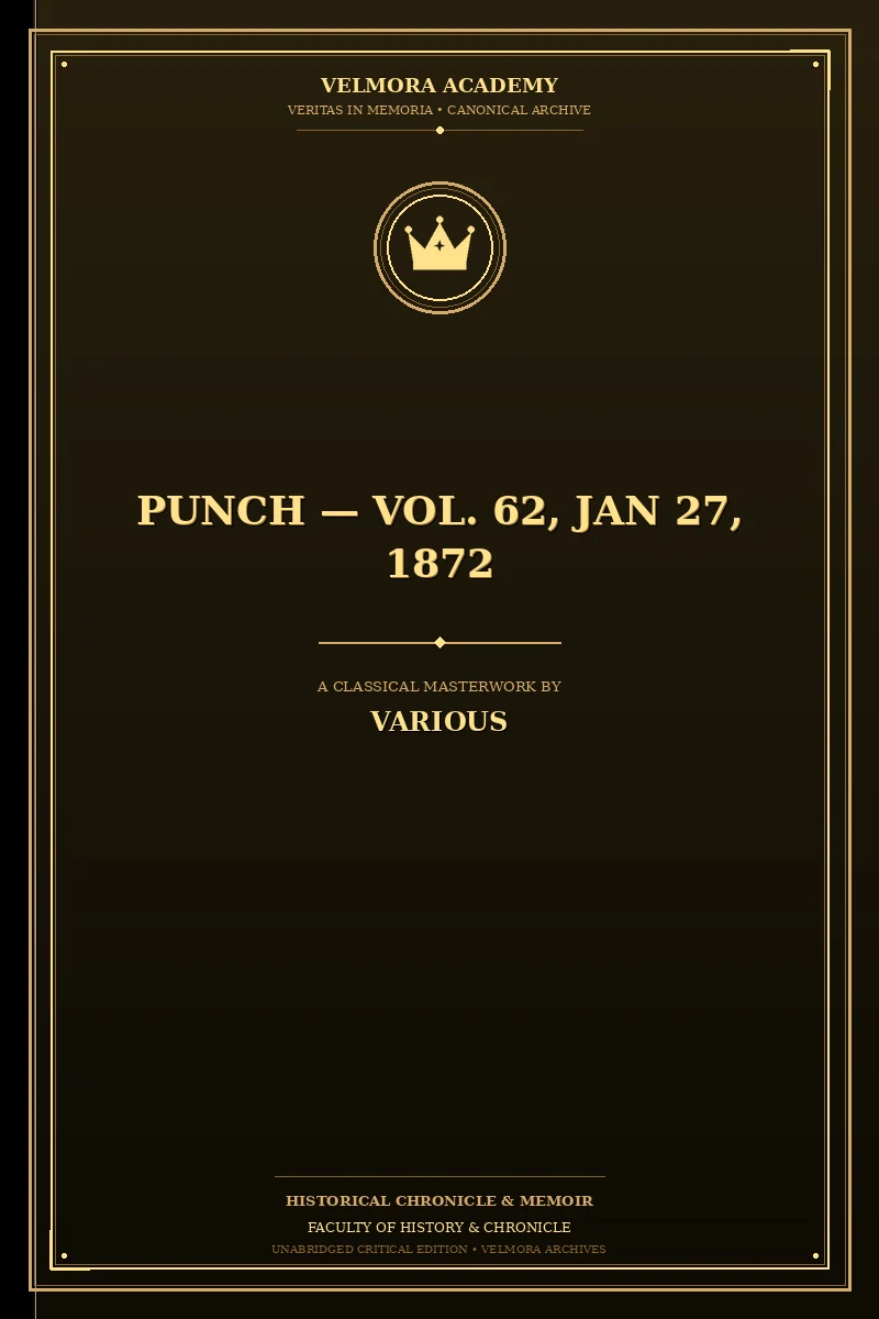 Cover of Punch — Vol. 62, Jan 27, 1872