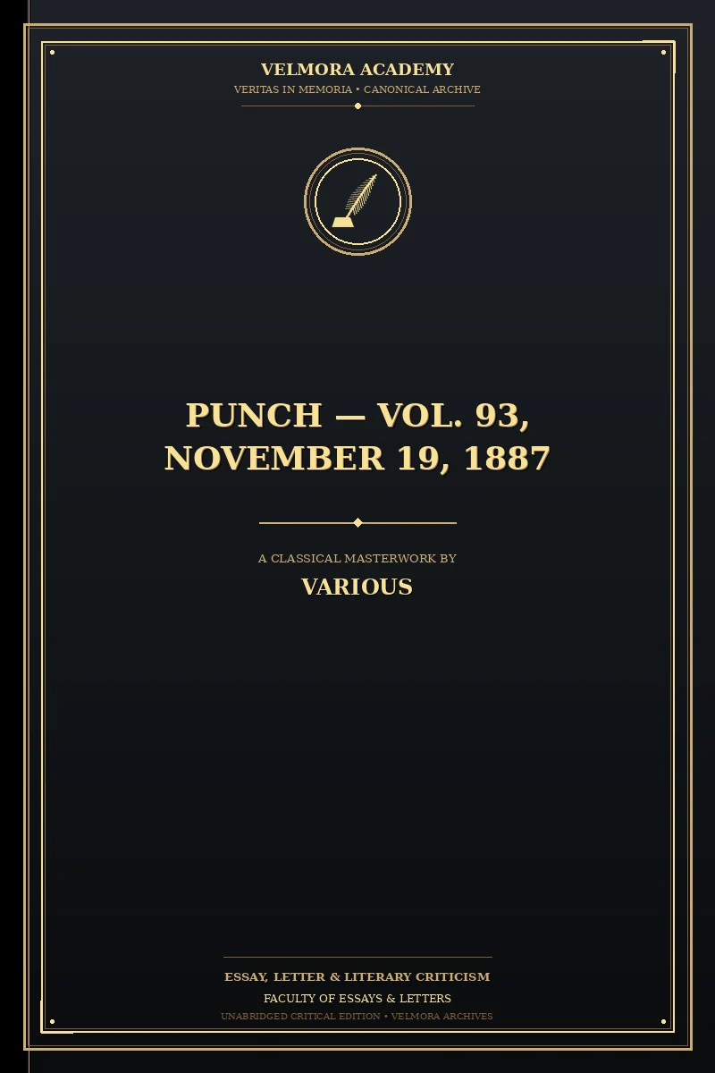 Cover of Punch — Vol. 93, November 19, 1887