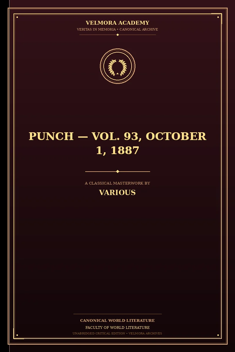 Cover of Punch — Vol. 93, October 1, 1887