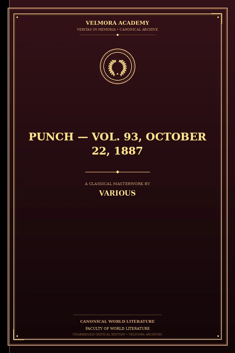 Cover of Punch — Vol. 93, October 22, 1887