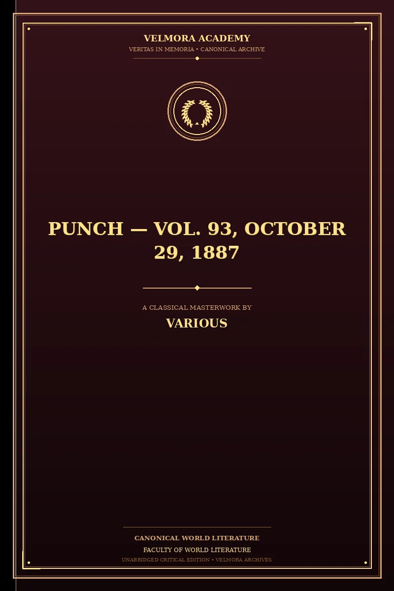 Cover of Punch — Vol. 93, October 29, 1887