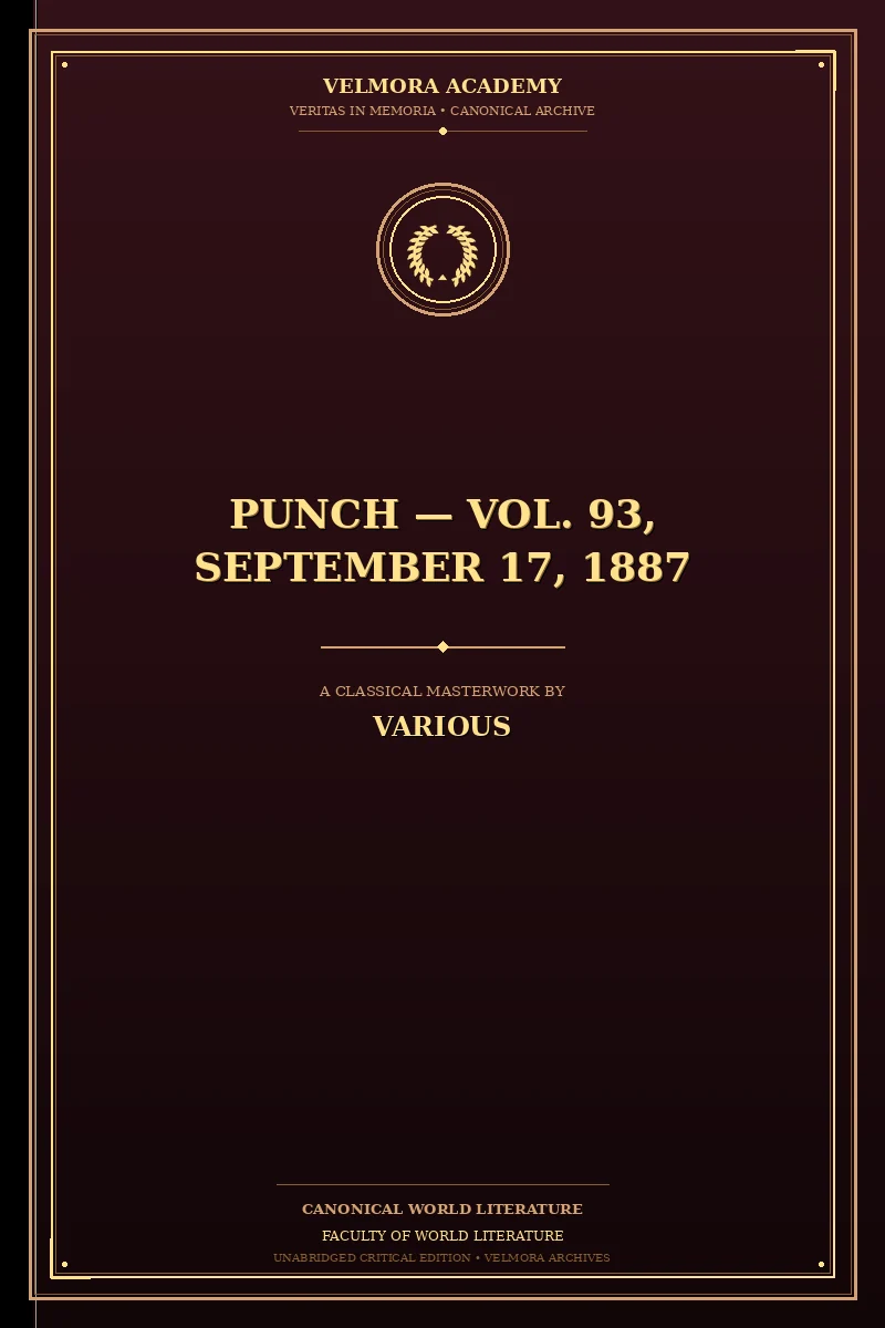 Cover of Punch — Vol. 93, September 17, 1887