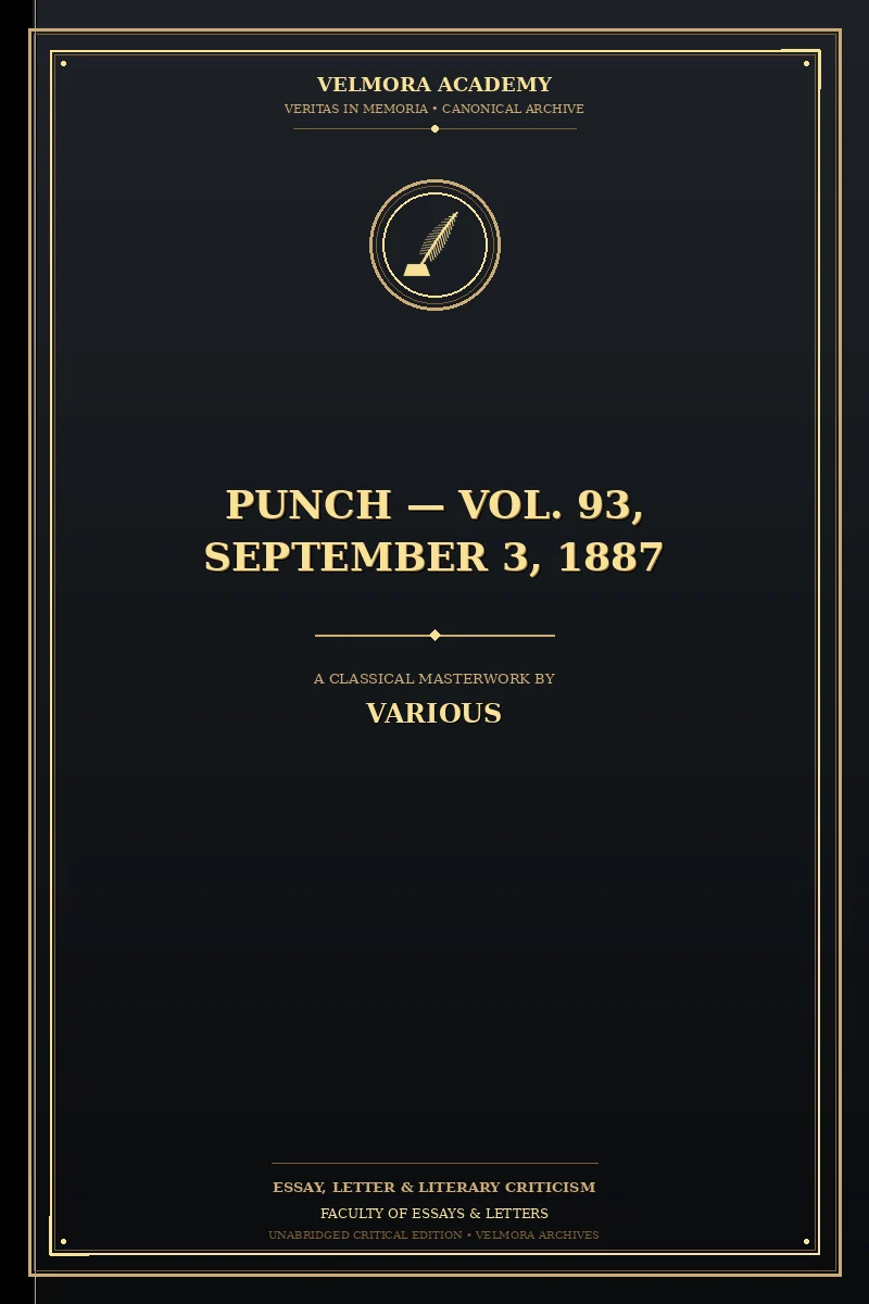 Cover of Punch — Vol. 93, September 3, 1887
