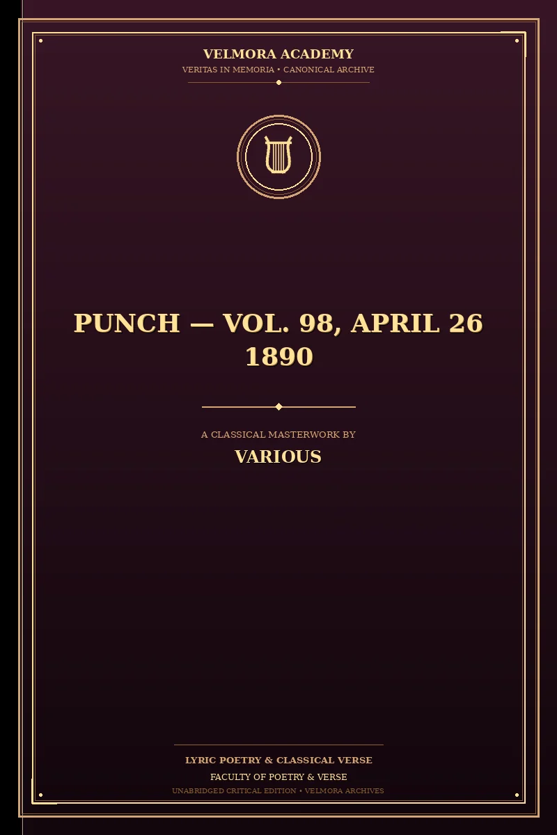 Cover of Punch — Vol. 98, April 26 1890