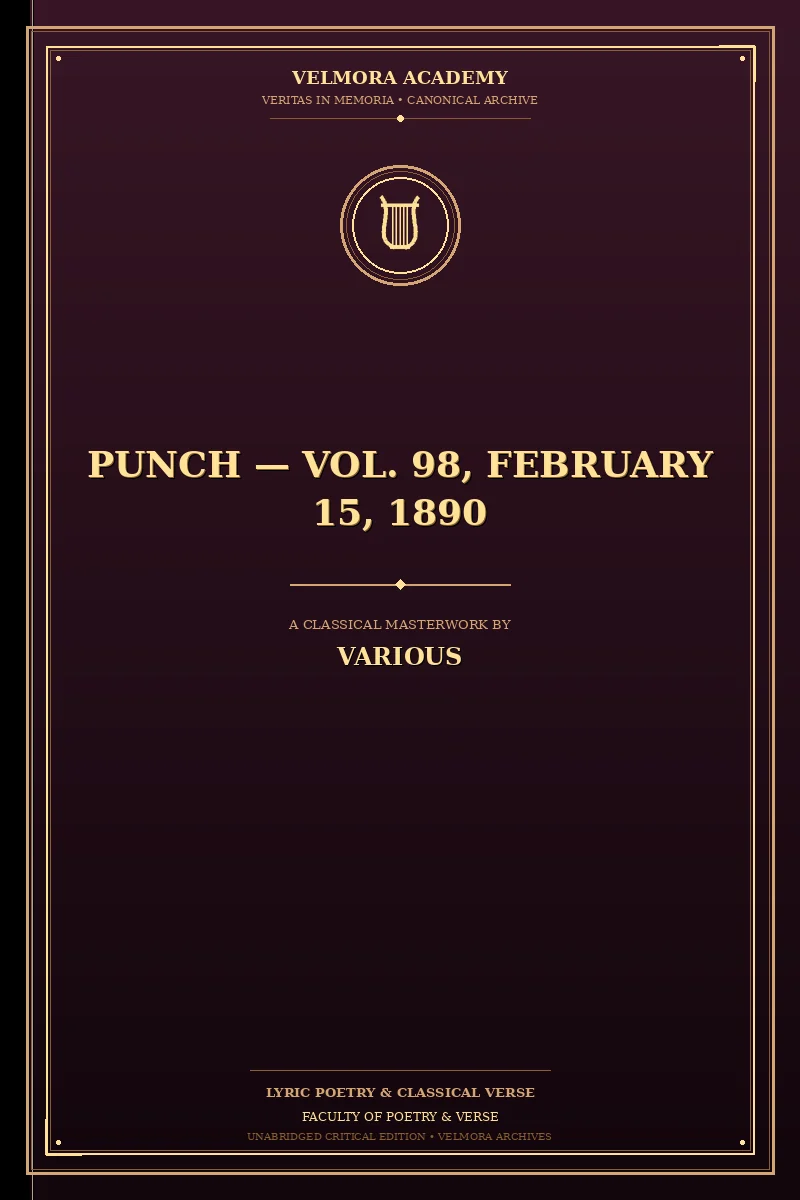 Cover of Punch — Vol. 98, February 15, 1890