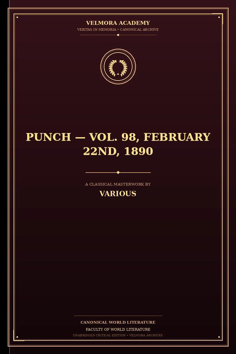 Cover of Punch — Vol. 98, February 22nd, 1890