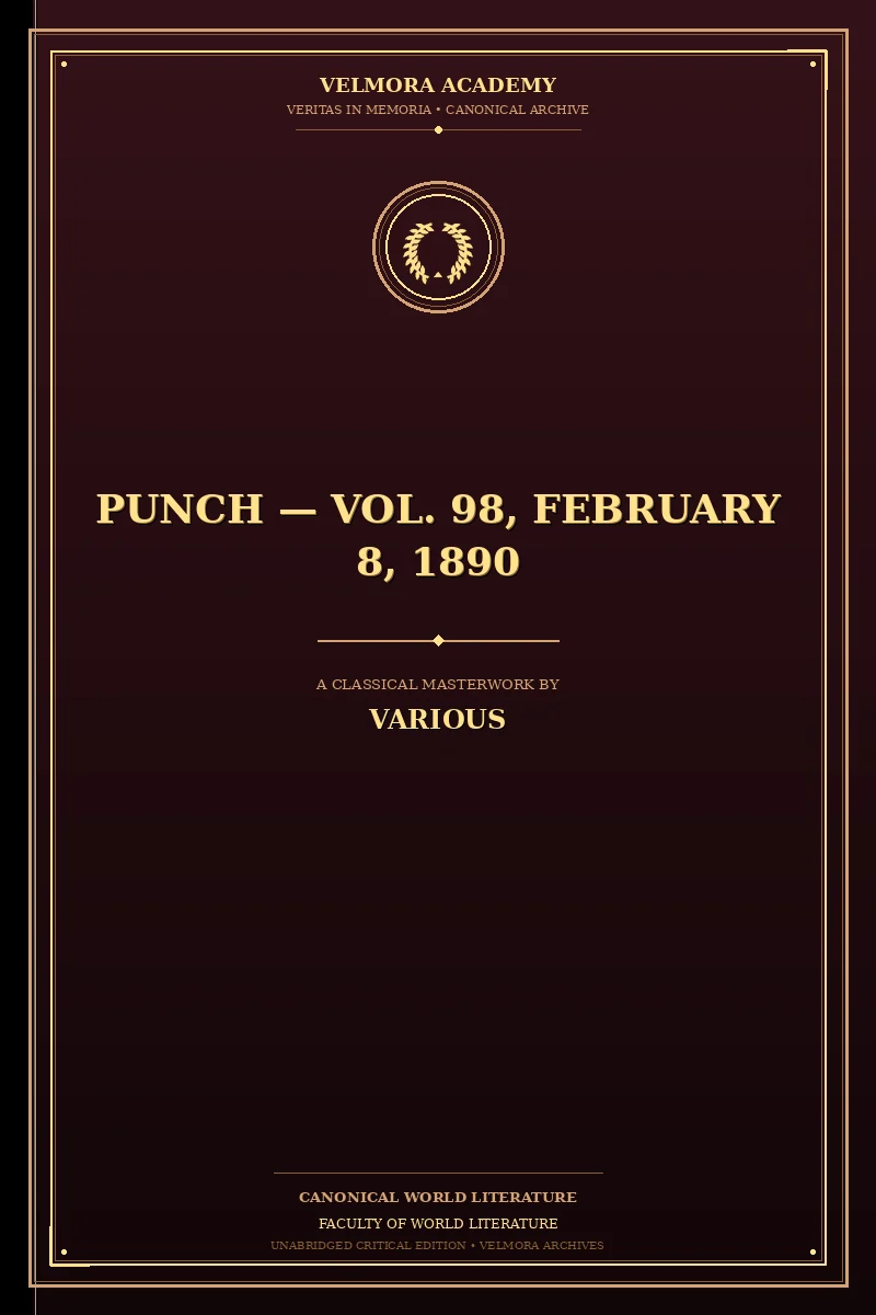 Cover of Punch — Vol. 98, February 8, 1890