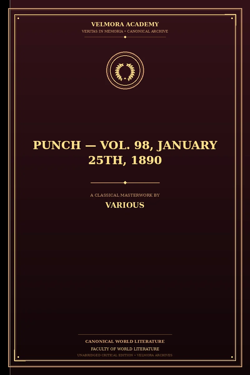Cover of Punch — Vol. 98, January 25th, 1890