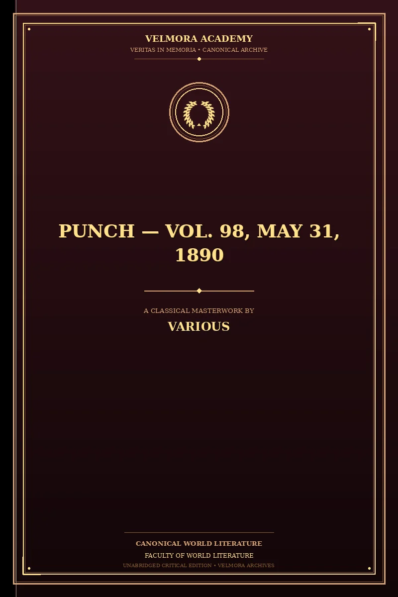 Cover of Punch — Vol. 98, May 31, 1890