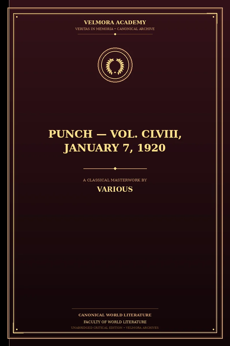 Cover of Punch — Vol. CLVIII, January 7, 1920