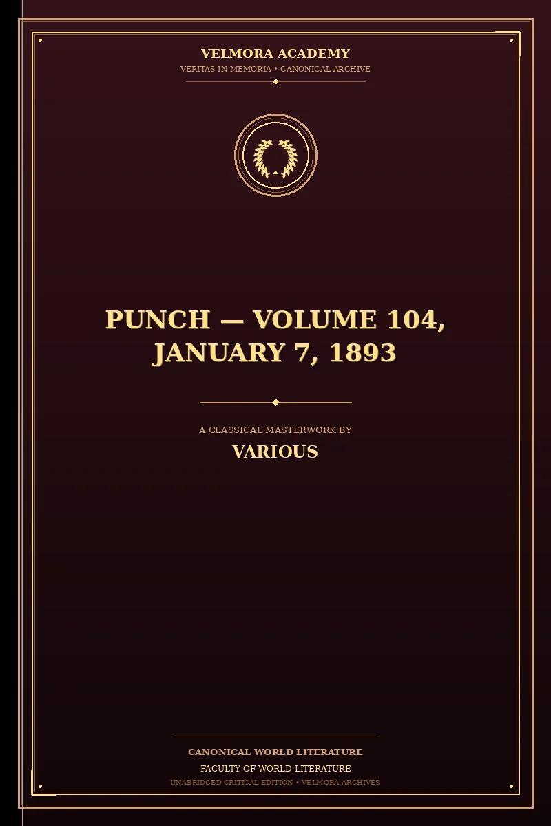 Cover of Punch — Volume 104, January 7, 1893