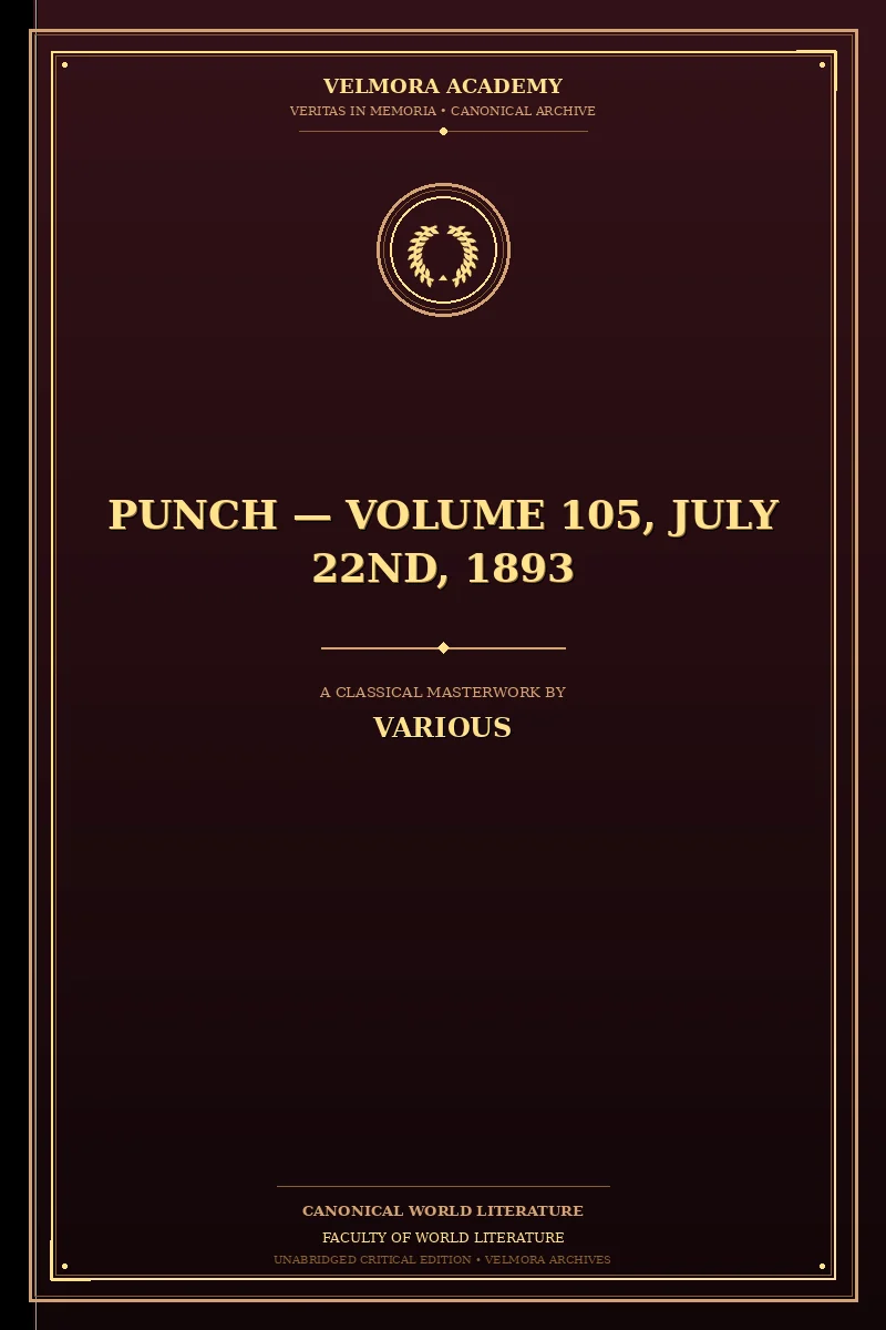 Cover of Punch — Volume 105, July 22nd, 1893