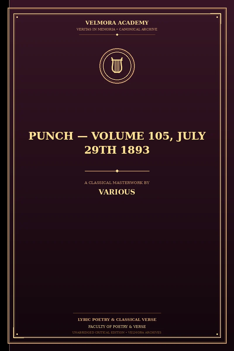 Cover of Punch — Volume 105, July 29th 1893