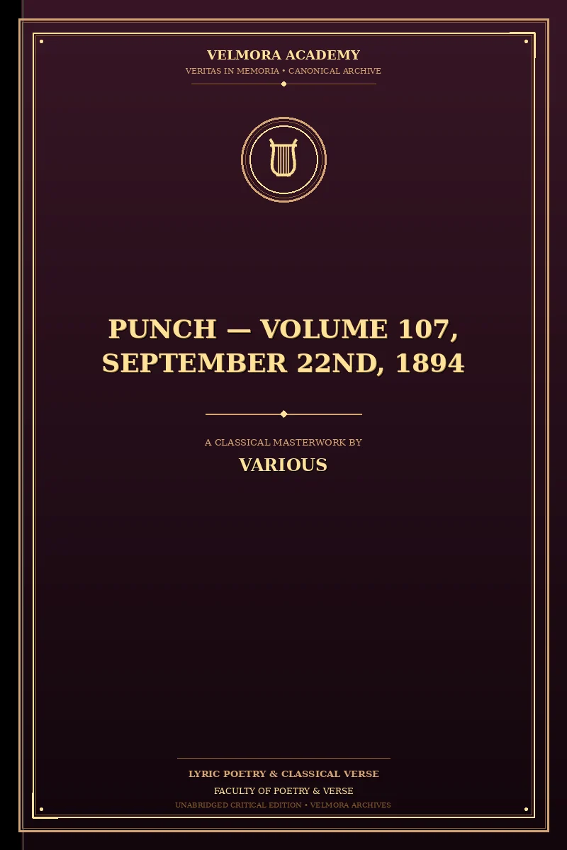 Cover of Punch — Volume 107, September 22nd, 1894