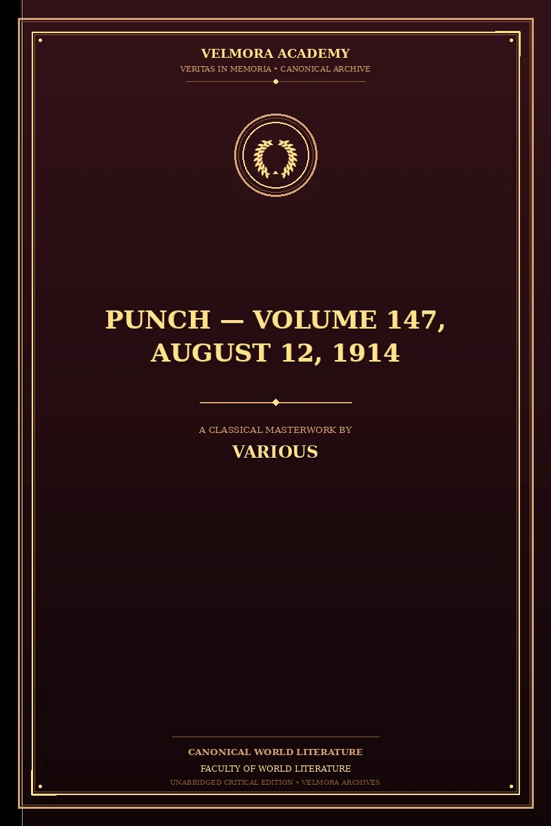 Cover of Punch — Volume 147, August 12, 1914