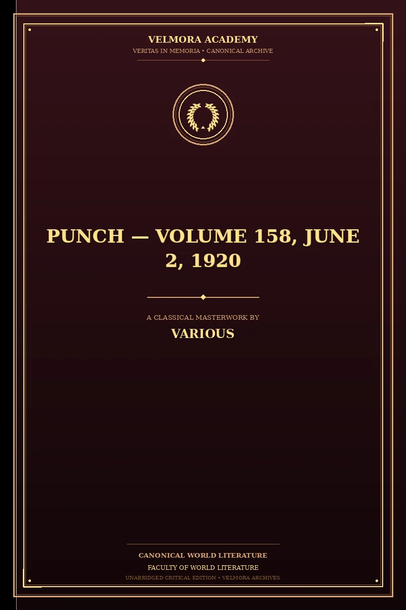 Cover of Punch — Volume 158, June 2, 1920