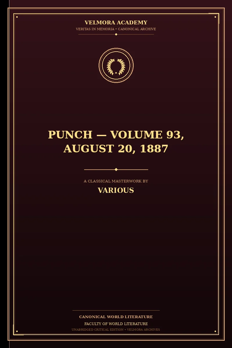 Cover of Punch — Volume 93, August 20, 1887