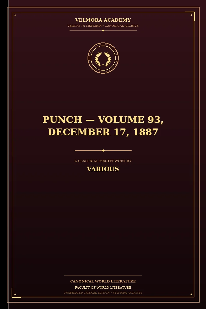 Cover of Punch — Volume 93, December 17, 1887
