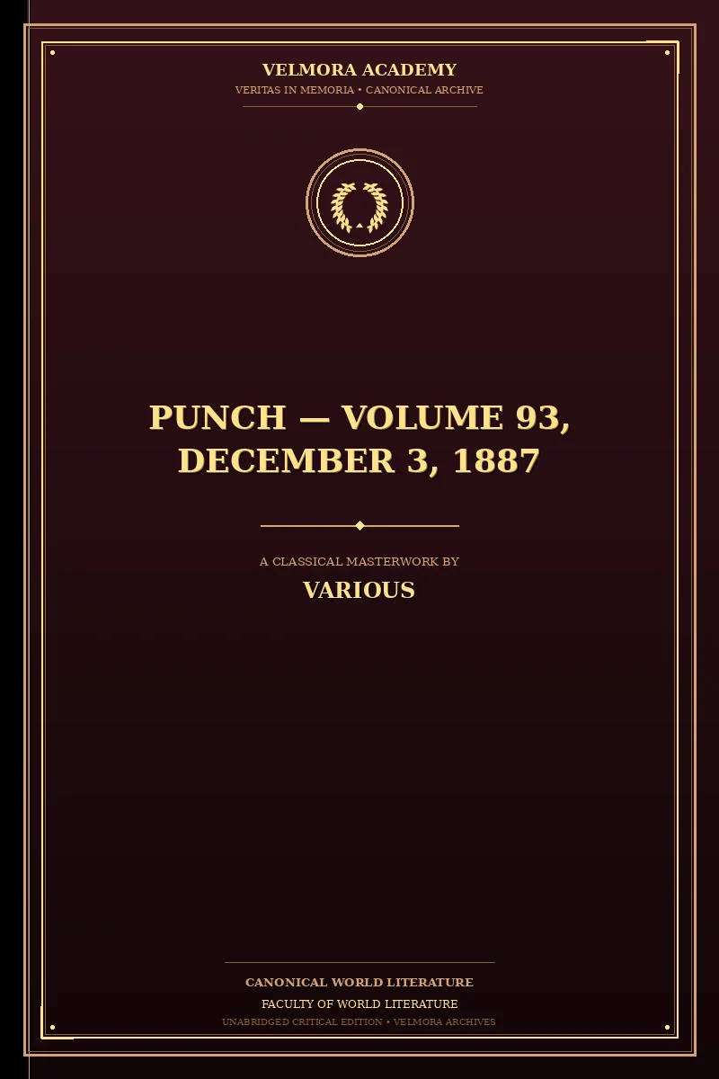 Cover of Punch — Volume 93, December 3, 1887