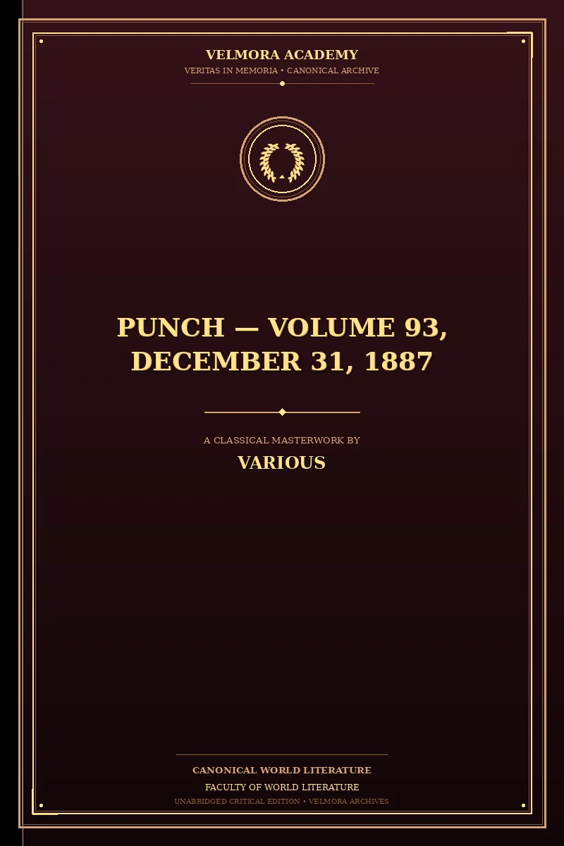 Cover of Punch — Volume 93, December 31, 1887