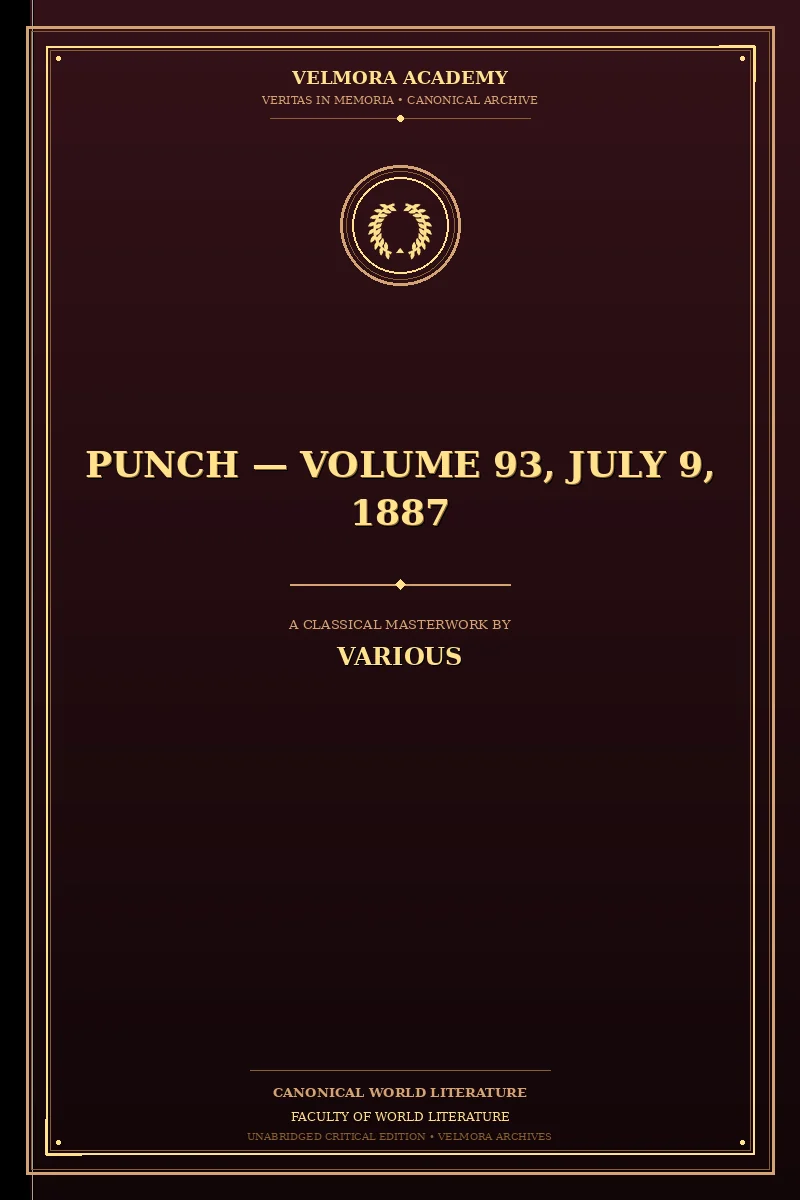 Cover of Punch — Volume 93, July 9, 1887